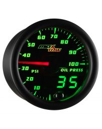 GlowShift Black & Green MaxTow Oil Pressure Gauge