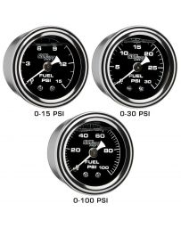 GlowShift Liquid Filled Black Mechanical Fuel Pressure Gauge - 15PSI