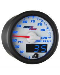 GlowShift White & Blue MaxTow 100 PSI Fuel Pressure Gauge