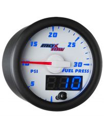 GlowShift White & Blue MaxTow 30 PSI Fuel Pressure Gauge