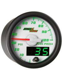 GlowShift White & Green MaxTow 100 PSI Fuel Pressure Gauge