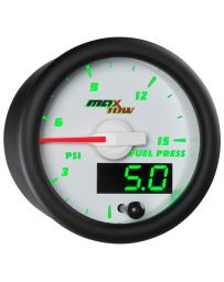 GlowShift White & Green MaxTow 15 PSI Fuel Pressure Gauge