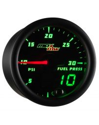 GlowShift Black & Green MaxTow 30 PSI Fuel Pressure Gauge