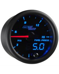 GlowShift Black & Blue MaxTow 15 PSI Fuel Pressure Gauge