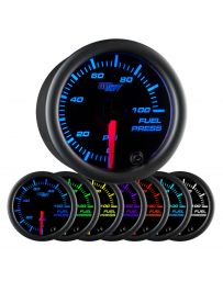 GlowShift Black 7 Color 100 PSI Fuel Pressure Gauge