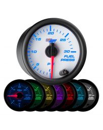 GlowShift White 7 Color 30 PSI Fuel Pressure Gauge