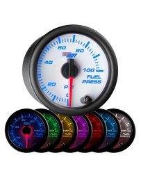 GlowShift White 7 Color 100 PSI Fuel Pressure Gauge