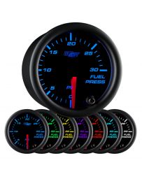 GlowShift Black 7 Color 30 PSI Fuel Pressure Gauge