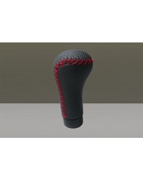 370z Nardi-Personal Prestige Line Shifter Knob, Black Perforated Leather with Red Stitching