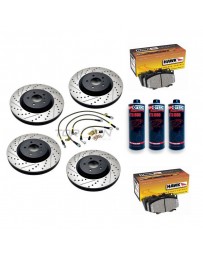 370z StopTech F+R Brake Discs Hawk Pads Lines and Fluid Pack - Akebono