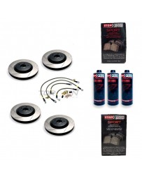 370z StopTech F+R Brake Discs Pads Lines and Fluid Pack - Slotted - Akebono
