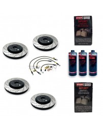 370z StopTech F+R Brake Discs Pads Lines and Fluid Pack - Drilled - Akebono