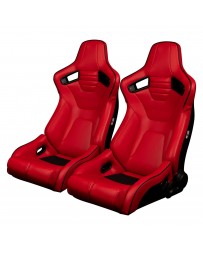 BRAUM ELITE-R SERIES RACING SEATS ( RED LEATHERETTE - BLACK PIPING ) – PAIR