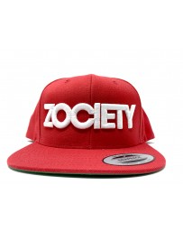 ZOCIETY Red hat with snap back and white logo