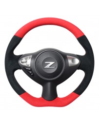 370z REAL JAPAN Steering wheel - Red & Black Ultra Suede - Black Euro stitching