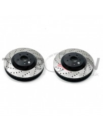 350z DE Stoptech Direct Replacement Rotors, Front Pair with Standard Non-Sport Calipers, Drilled