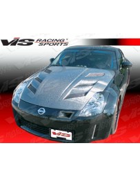 VIS Racing 2003-2006 Nissan 350Z 2Dr Ams Heat Extractor Titanium Silver Carbon Fiber Hood