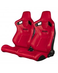 BRAUM ELITE-X Series Racing Seats (Red Leatherette Black Stitching) – Pair