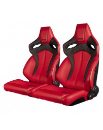 BRAUM ORUE Series Racing Seats (Diamond Ed. Red Leatherette) – Pair